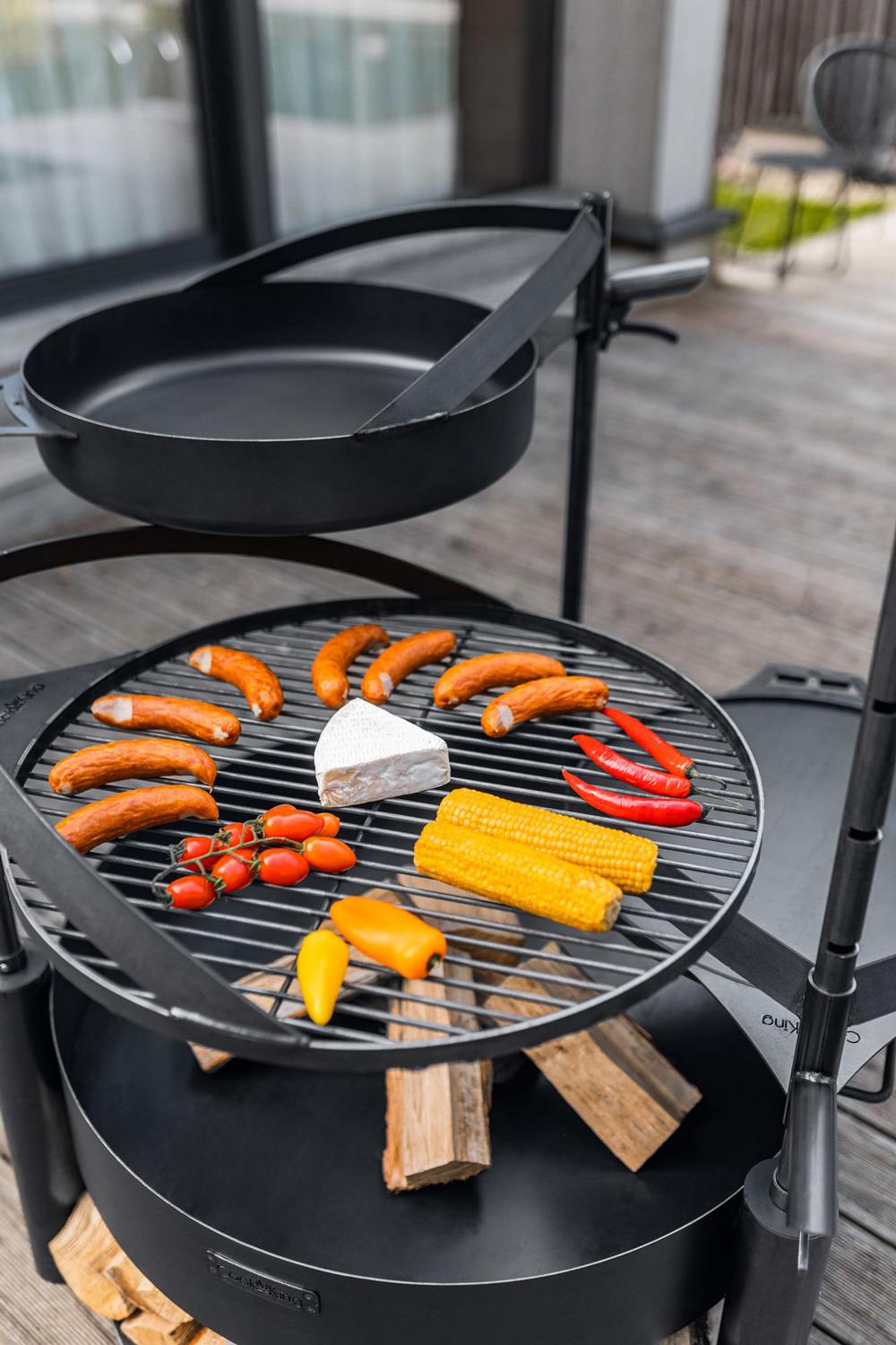 Griglia barbecue con manico per Ciotola Fuoco MONTANA X, Acciaio Naturale Dia. 50 cm, 60 cm, Cook King - FATTO A MANO, 1