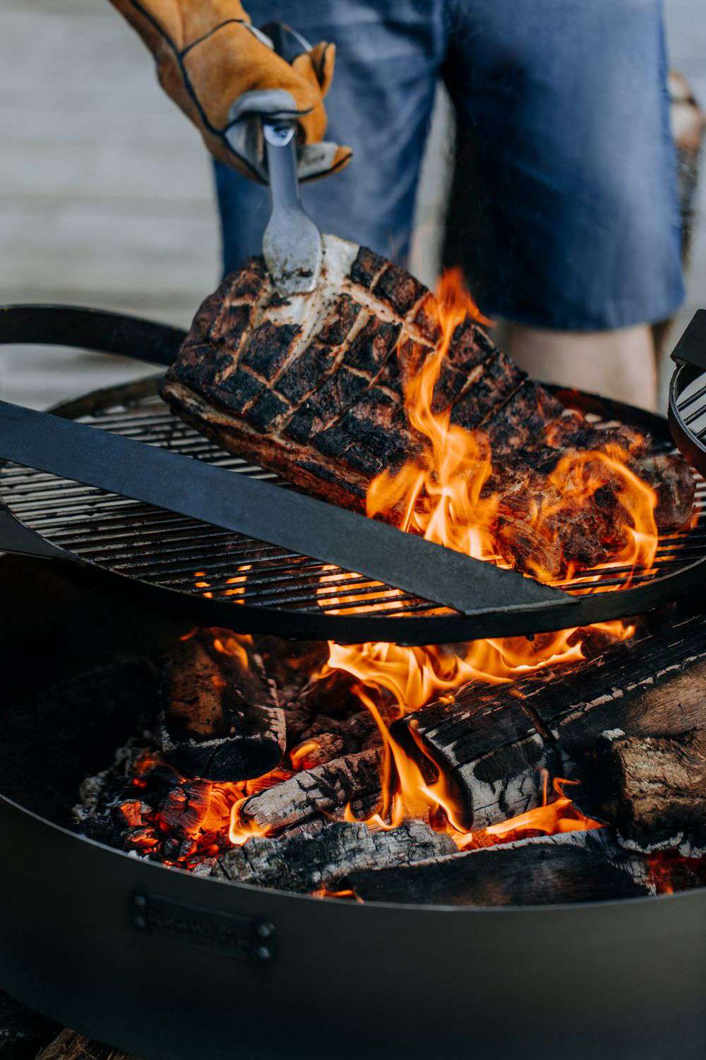 Griglia barbecue con manico per Ciotola Fuoco MONTANA X, Acciaio Naturale Dia. 50 cm, 60 cm, Cook King - FATTO A MANO, 5