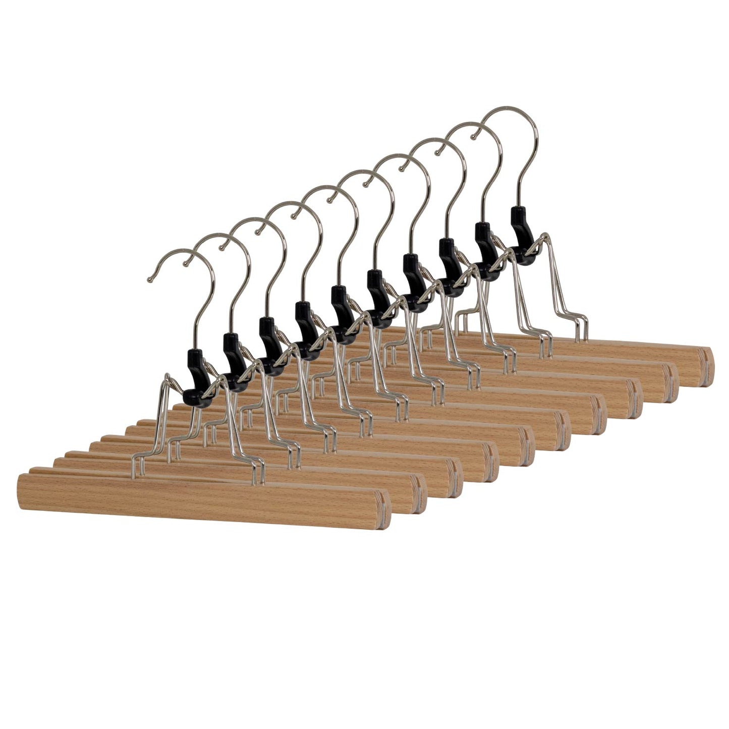 Grucce per abiti, Appendini, 10 pezzi, Morsetto in legno, Ampio 25cm, Grucce salvaspazio, MAWA Panta, 1