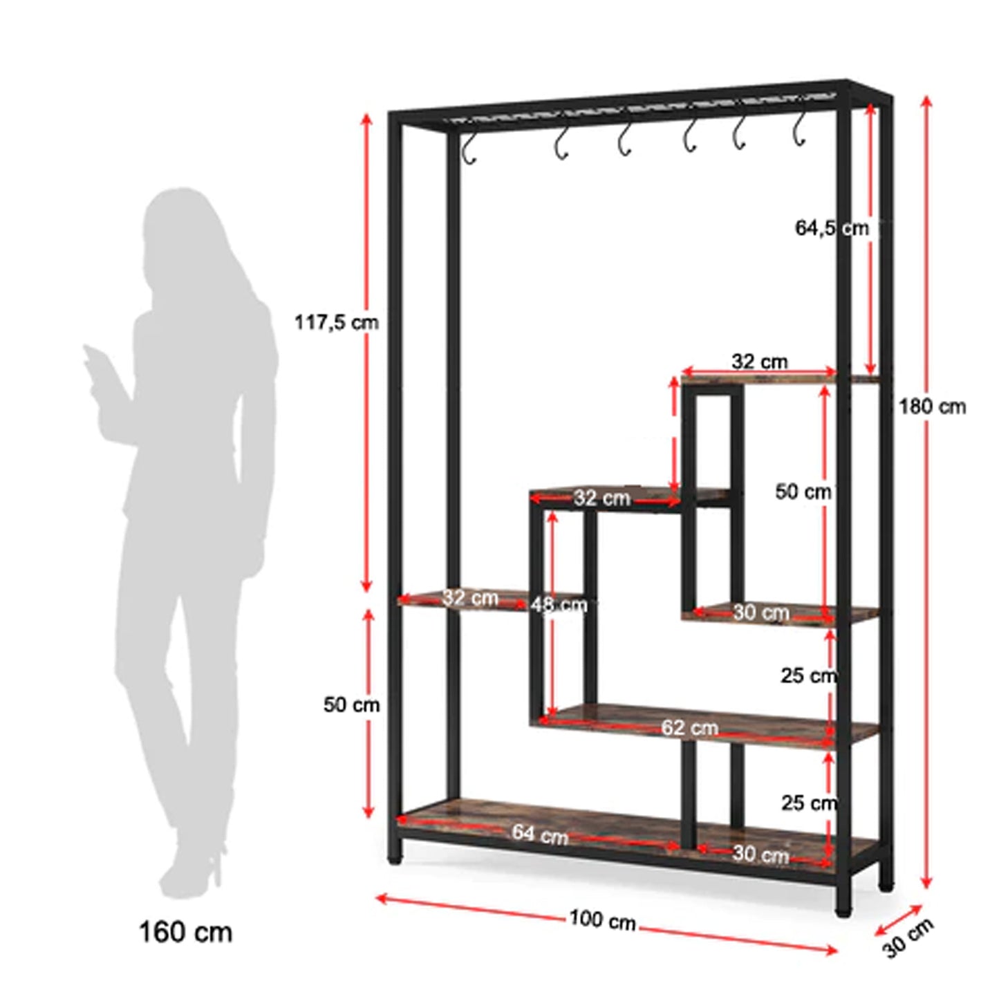 Tribesigns, supporto per piante da interno alto a 5 livelli 180 cm