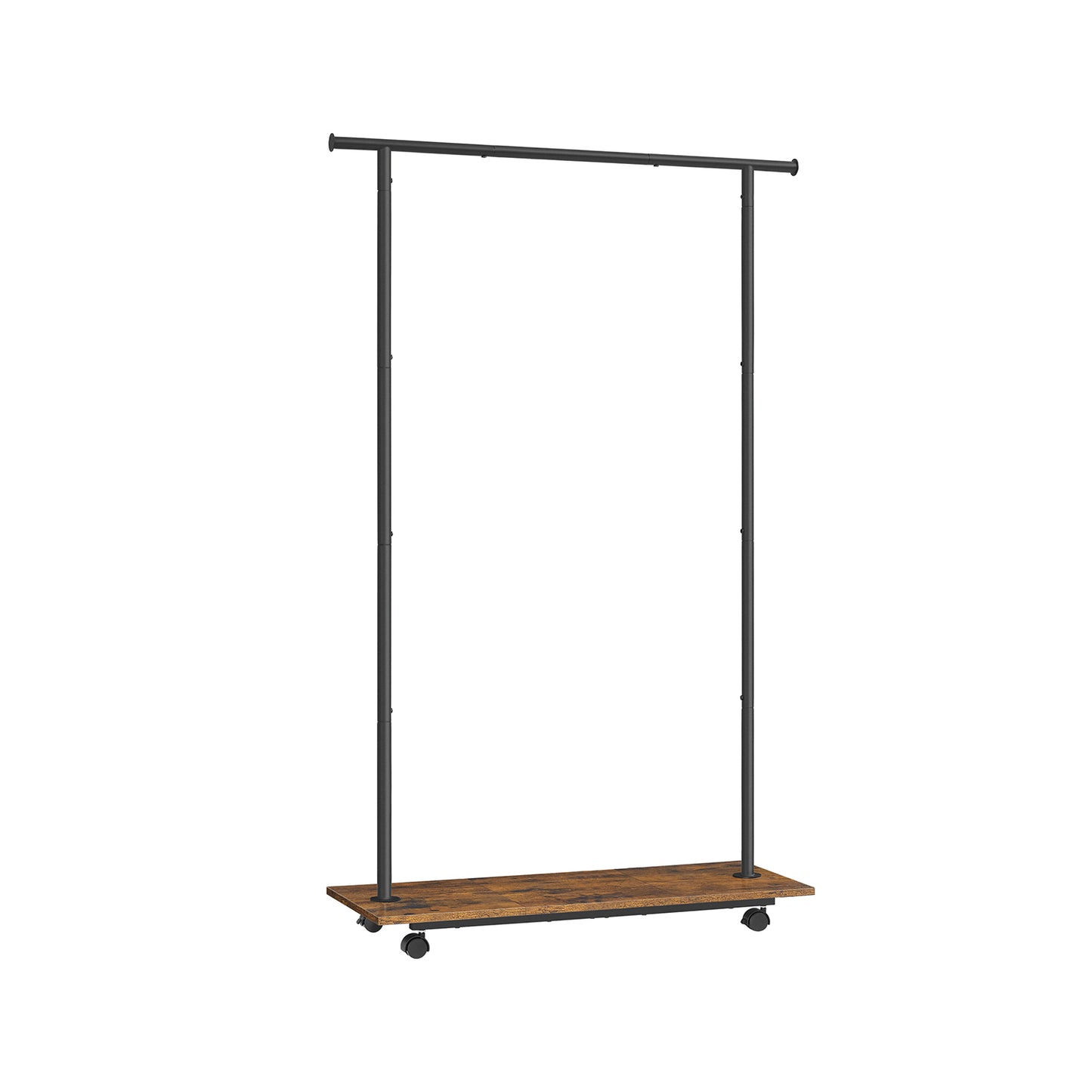 Stand Appendiabiti, Appendiabiti con Ruote, con Ripiano, Largo 98,5cm, Regge 50kg, Marrone Vintage e Nero, SONGMICS, 2
