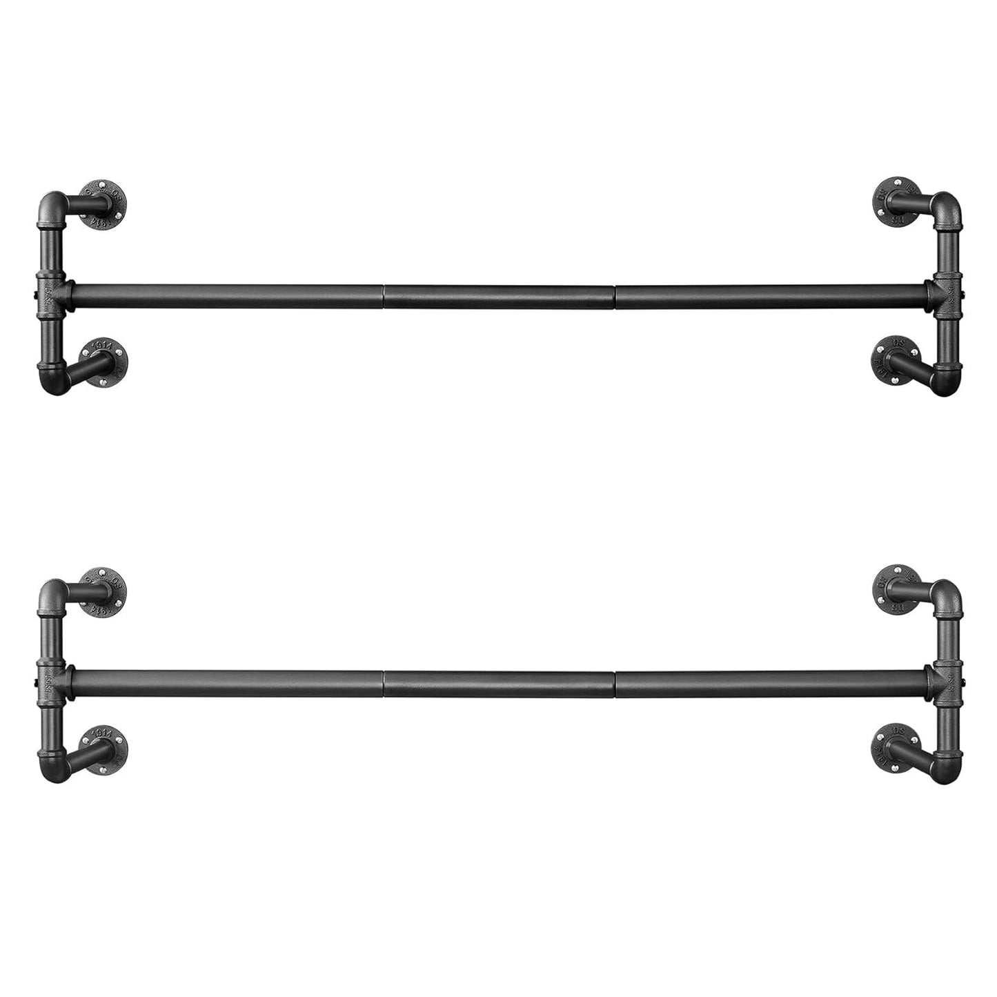 Attaccapanni da Parete, Set di 2, Appendiabiti a Muro, Salvaspazio, Portata di 60 kg, Stile Industriale, Nero, , Songmics, 1