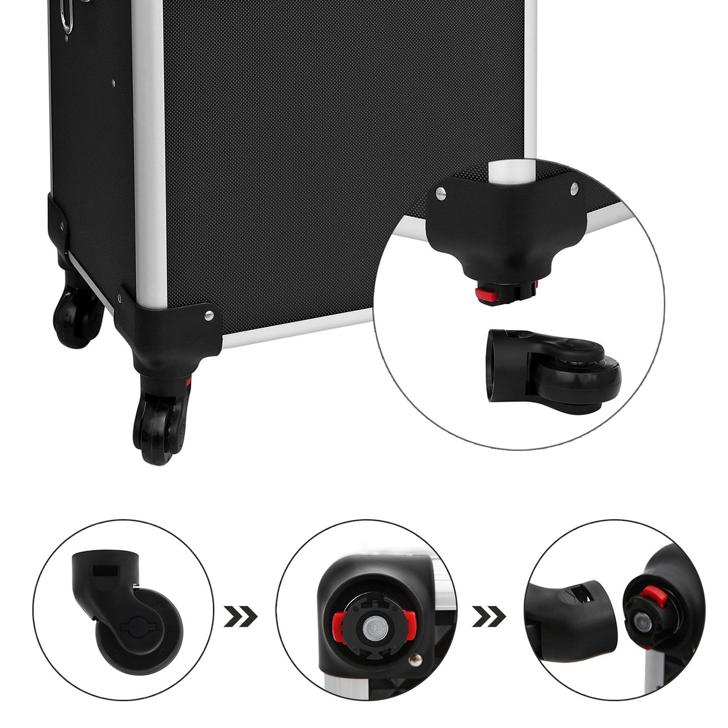 Valigetta Trucchi, Valigia Porta Trucchi 3 in 1, Trolley Make Up, Beauty Case da Viaggio, Nero, SONGMICS, 5