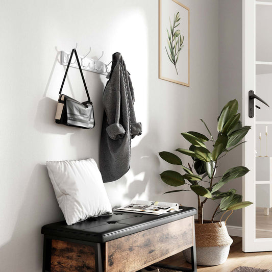 Appendiabiti a Muro, Attaccapanni da muro, Appendiabiti parete, 4 Ganci Tripli in Metallo, Bianco, SONGMICS, 4