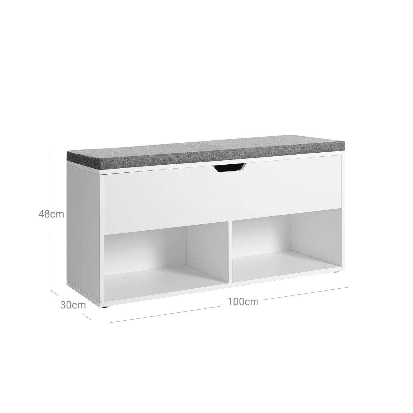 Panca Scarpiera, Scarpiera con Seduta, Scarpiera Ingresso, 2 Scomparti Aperti e 1 Chiuso, Bianco, VASAGLE, 7