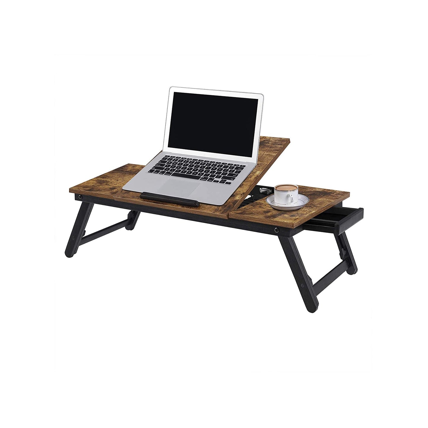 Supporto PC, Porta PC Portatile, Vassoio da Letto, Tavolino per Laptop, Vassoio da Letto, Marrone, Vasagle, 1