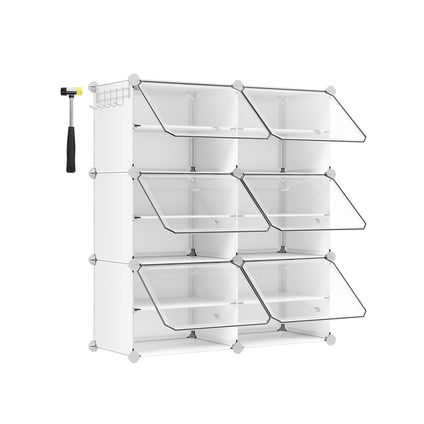 Scarpiera, Scarpiera armadio, 6 Scomparti, Scarpiera Salvaspazio, con Sportello, Portascarpe, Bianco, SONGMICS, 2