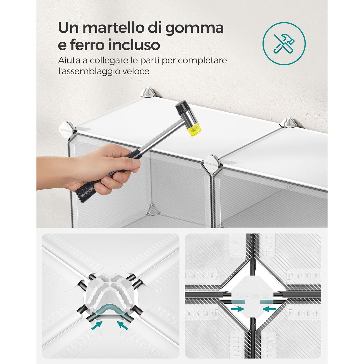 Scarpiera, Scarpiera armadio, 6 Scomparti, Scarpiera Salvaspazio, con Sportello, Portascarpe, Bianco, SONGMICS, 6