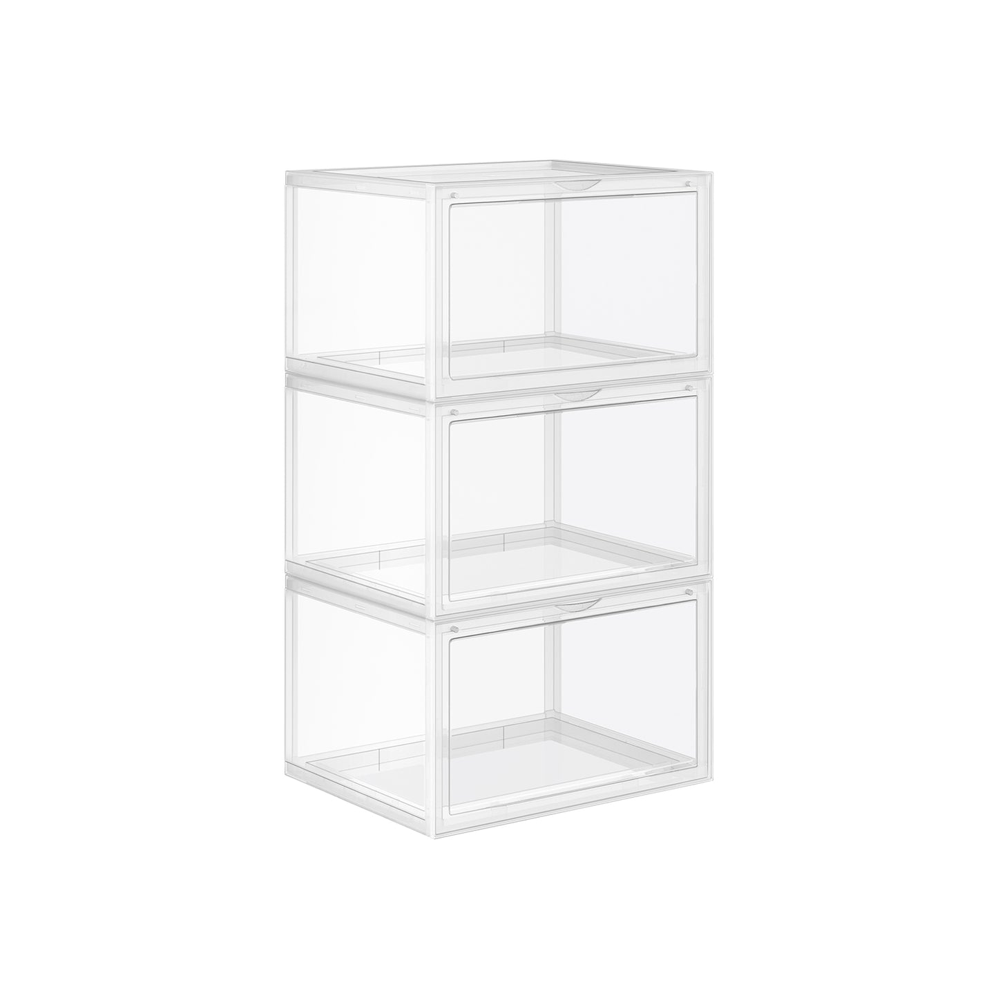 Scatole per Scarpe, Pacco da 3, Organizer Scarpe, Contenitori per Scarpe, Fino a Taglia 46, Trasparente Bianco, SONGMICS, 2
