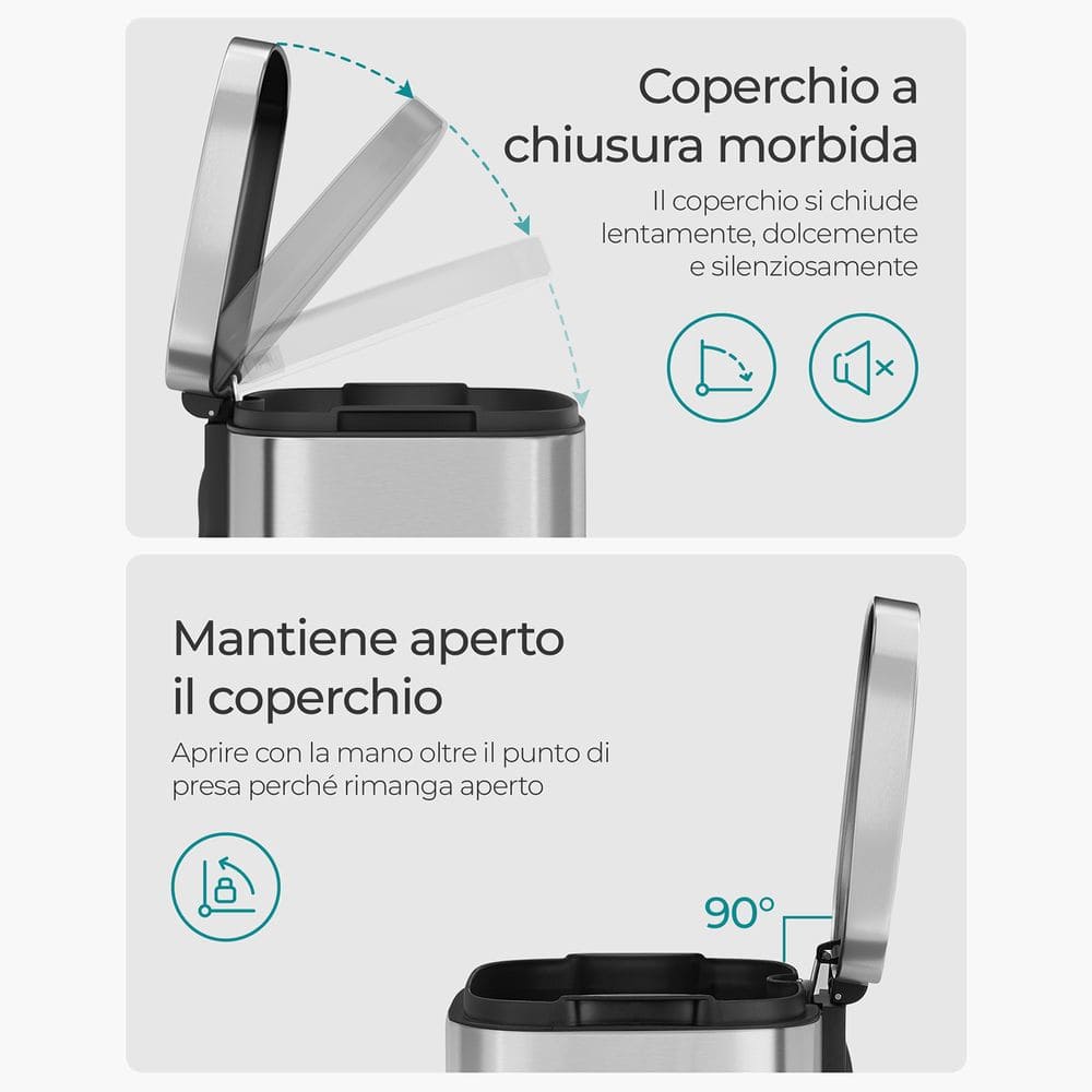 Songmics, pattumiera da cucina con pedale