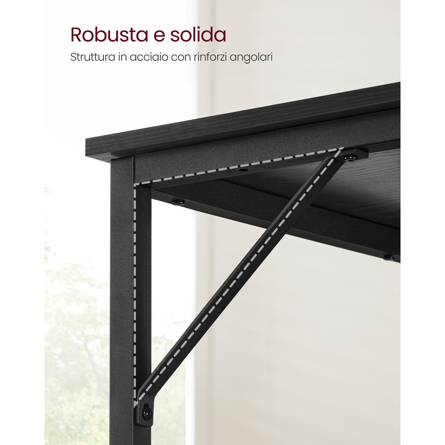 Scrivania PC, Scrivania Ufficio, Piccola Scrivania, 50x100x76cm, Scrivania Salvaspazio, Nero, Vasagle, 1