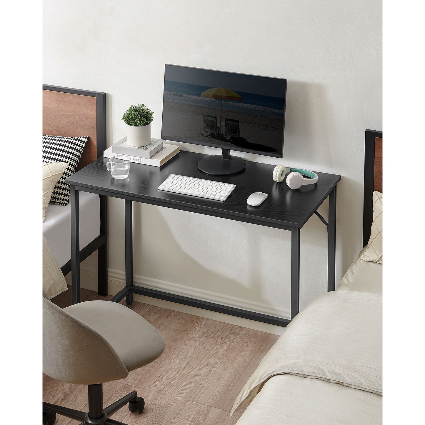Scrivania PC, Scrivania Ufficio, Piccola Scrivania, 50x100x76cm, Scrivania Salvaspazio, Nero, Vasagle, 1