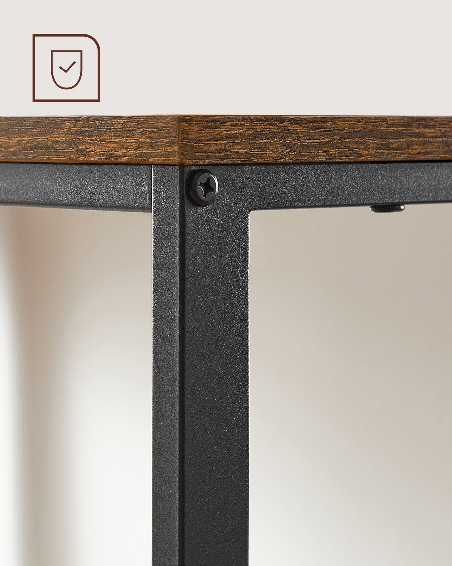 Scrivania PC, Scrivania Ufficio, Piccola Scrivania, 50x100x76cm, Scrivania Salvaspazio, con 2 Ripiani, Marrone Vintage e Nero, Vasagle, 1