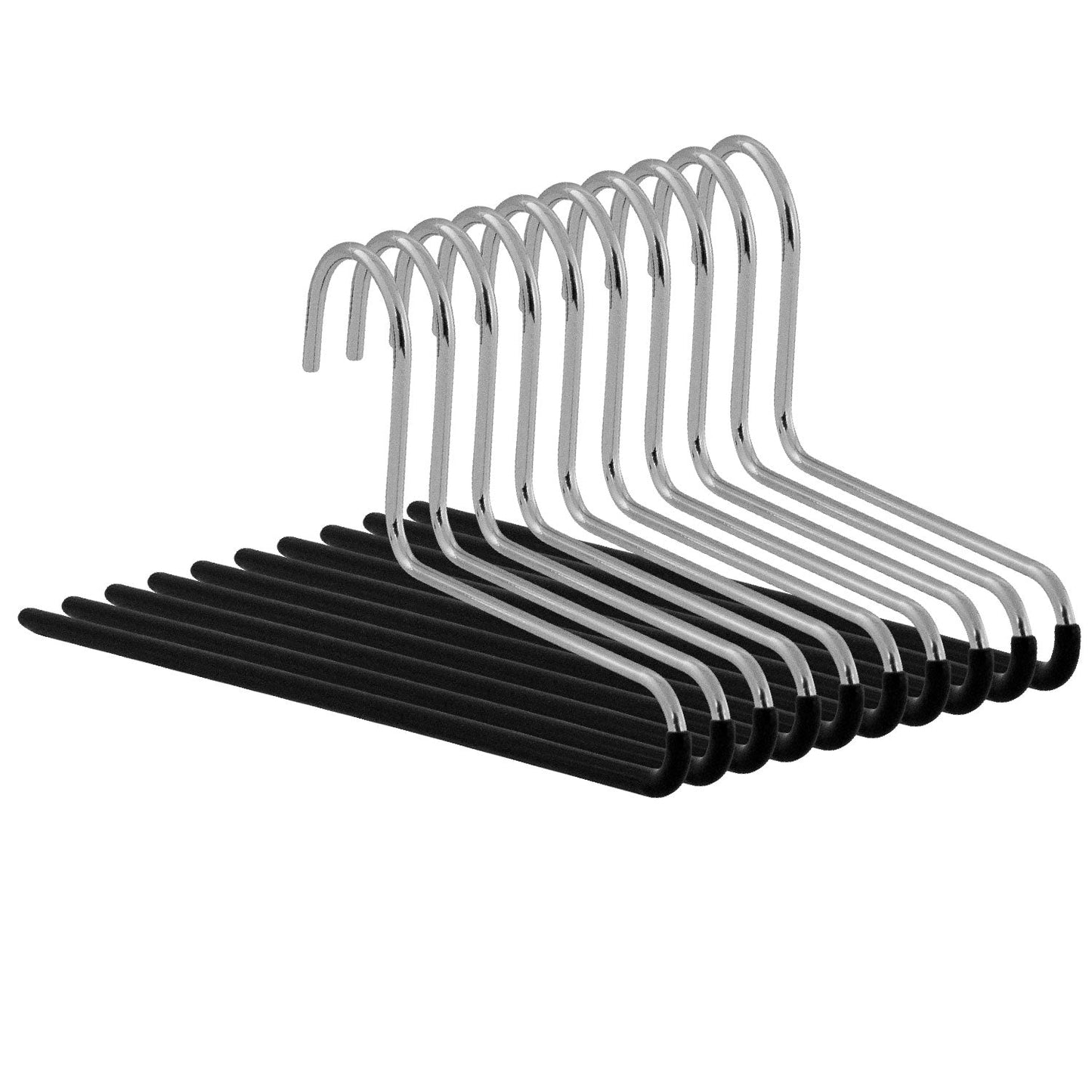 Grucce per abiti, 10 Pezzi, Appendini, Grucce salvaspazio, con Rivestimento Antiscivolo, Ampio 35 cm, MAWA KH C - Nero, 1