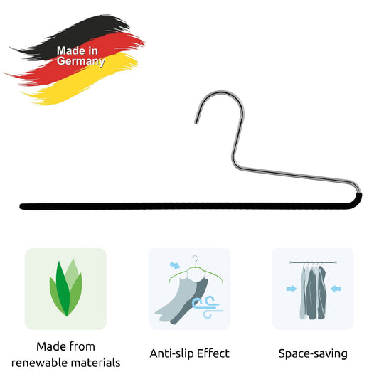 Grucce per abiti, 10 Pezzi, Appendini, Grucce salvaspazio, con Rivestimento Antiscivolo, Ampio 35 cm, MAWA KH C - Nero, 2
