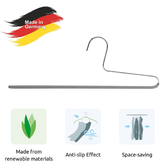 Grucce per abiti, 10 Pezzi, Appendini, Grucce salvaspazio, con Rivestimento Antiscivolo, Ampio 35 cm, MAWA KH C - Argento, 2