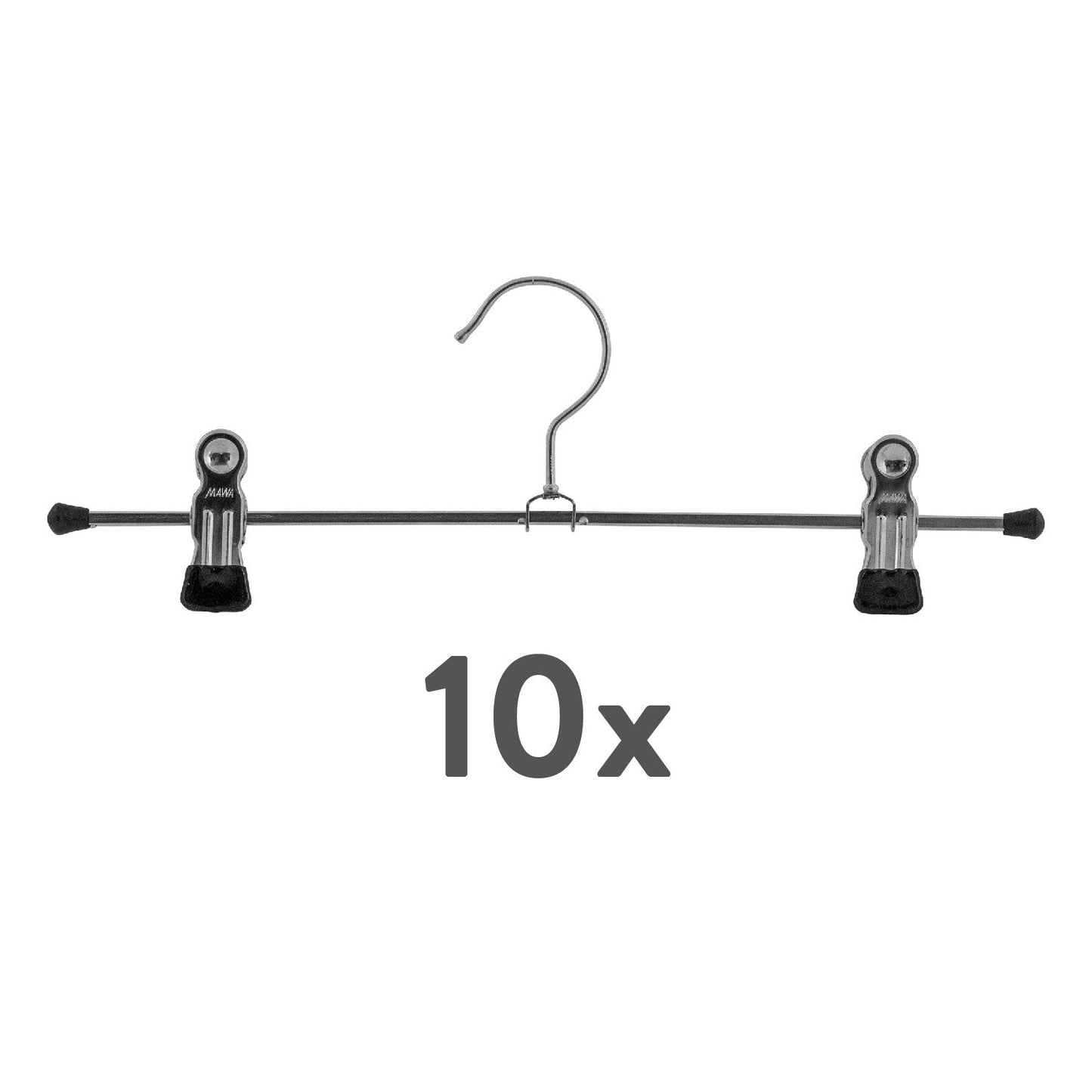 Grucce per abiti, 10 Pezzi, Appendini, con barra a clip, Ampio 30 cm, Grucce salvaspazio, Antiscivolo, MAWA Clip K D - Nero, 4