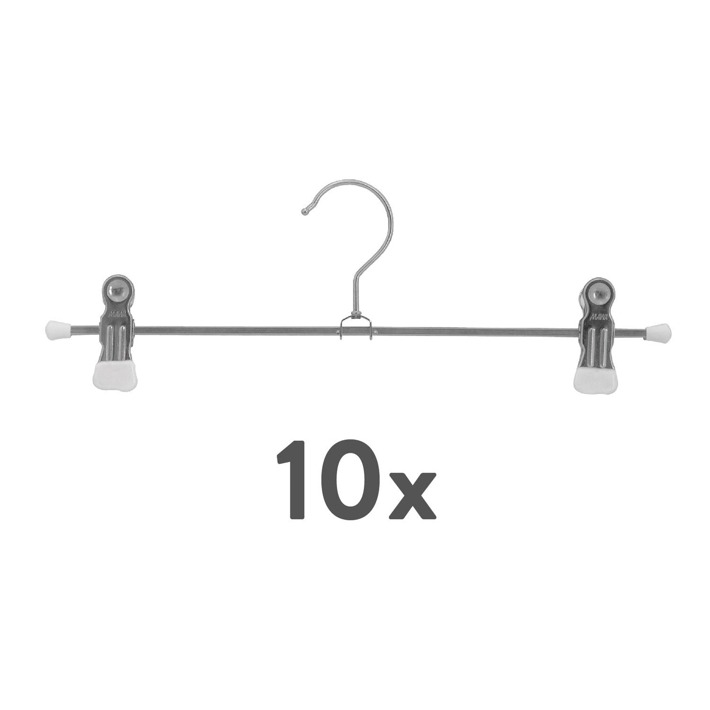 Grucce per abiti, 10 Pezzi, Appendini, con barra a clip, Ampio 30 cm, Grucce salvaspazio, Antiscivolo, MAWA Clip K D - Bianco, 4