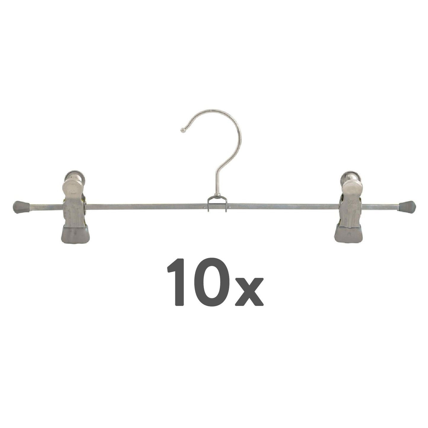 Grucce per abiti, 10 Pezzi, Appendini, con barra a clip, Ampio 30 cm, Grucce salvaspazio, Antiscivolo, MAWA Clip K D - Argento, 3