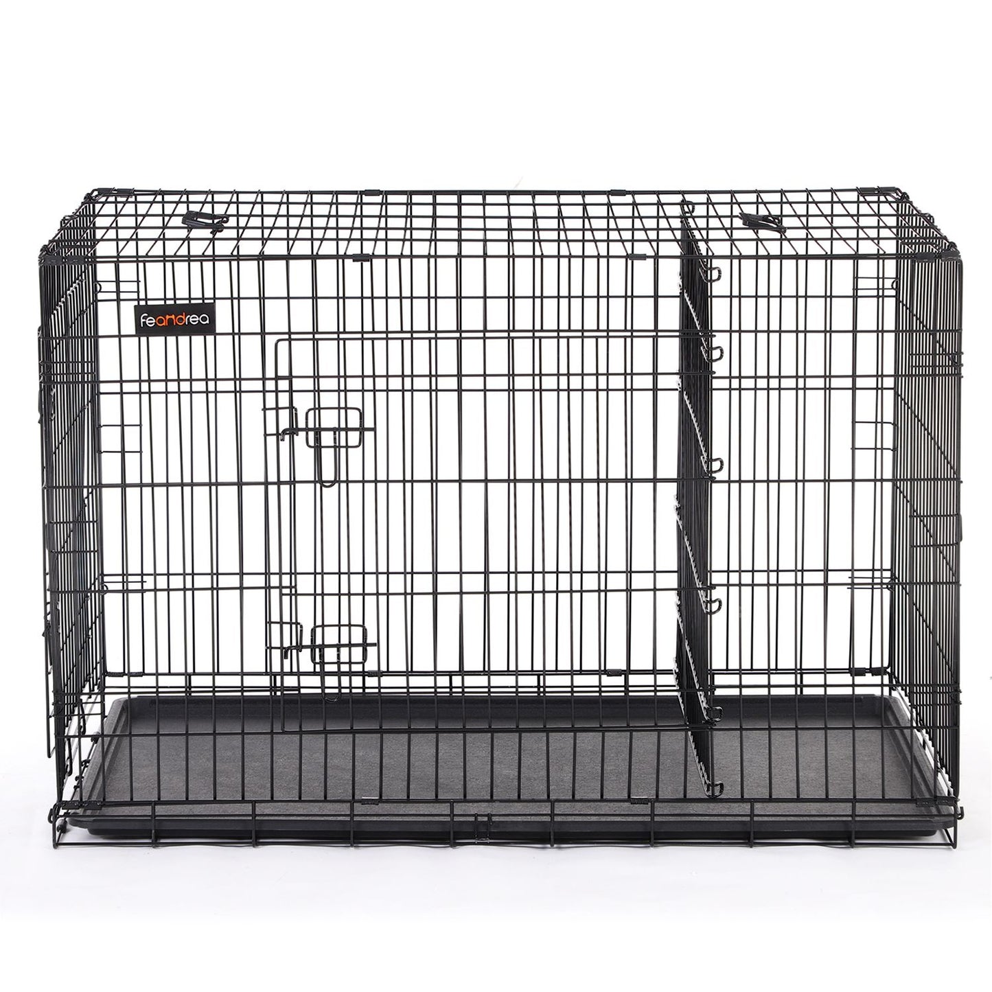 Gabbia per Cani, Gabbie per Cani da interno, Gabbia Metallica Pieghevole per Cani con 2 Porte, Nero, Feandrea, 4