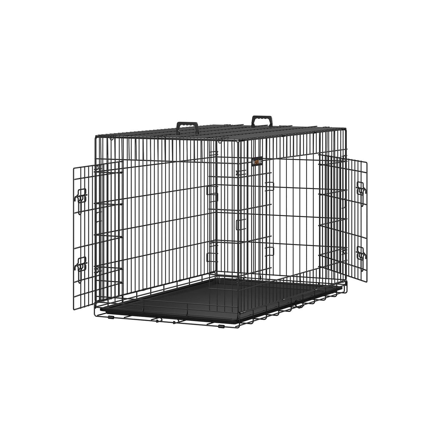 Gabbia per Cani, XXL, Gabbie per Cani da interno, con 2 Porte, Vassoio Rimovibile, Nero, Feandrea, 2