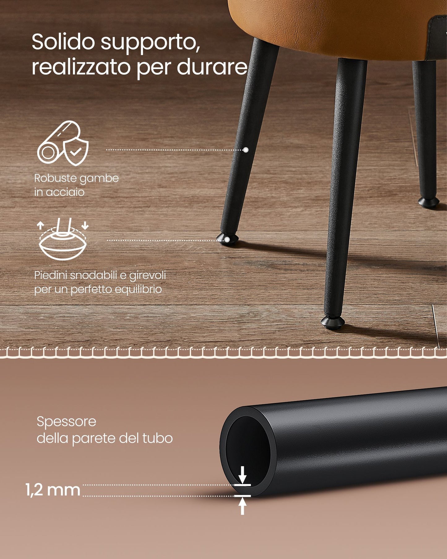 Panca, Seduta, Panchina letto, Sgabello, Pouf contenitore, PU, Poggiapiedi, Gambe in acciaio, 150 kg, Vasagle, 4