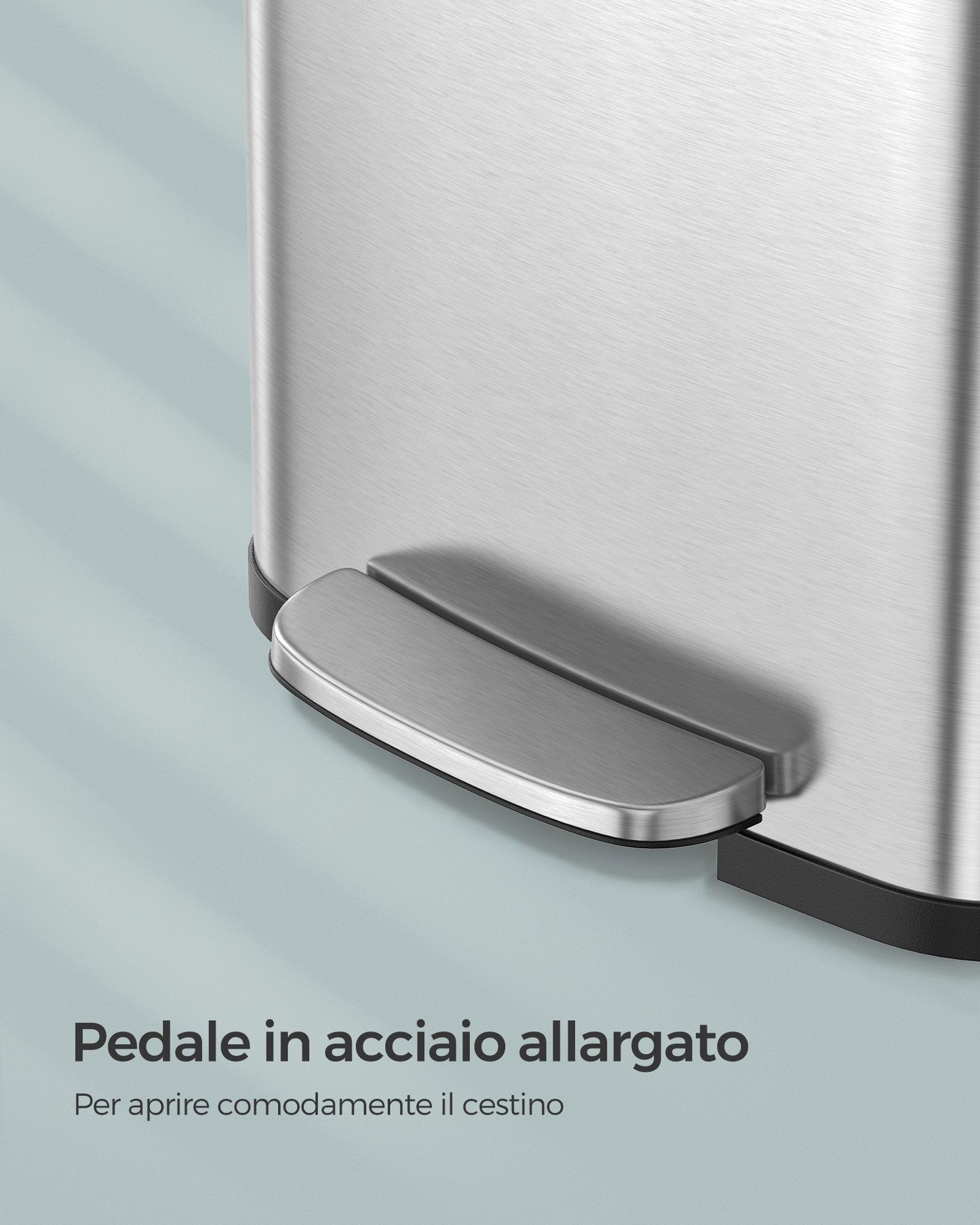 Pattumiera da cucina, Pattumiera, 50 L, Pattumiera a pedale, in metallo, con coperchio, Pattumiera alta, Songmics, 3