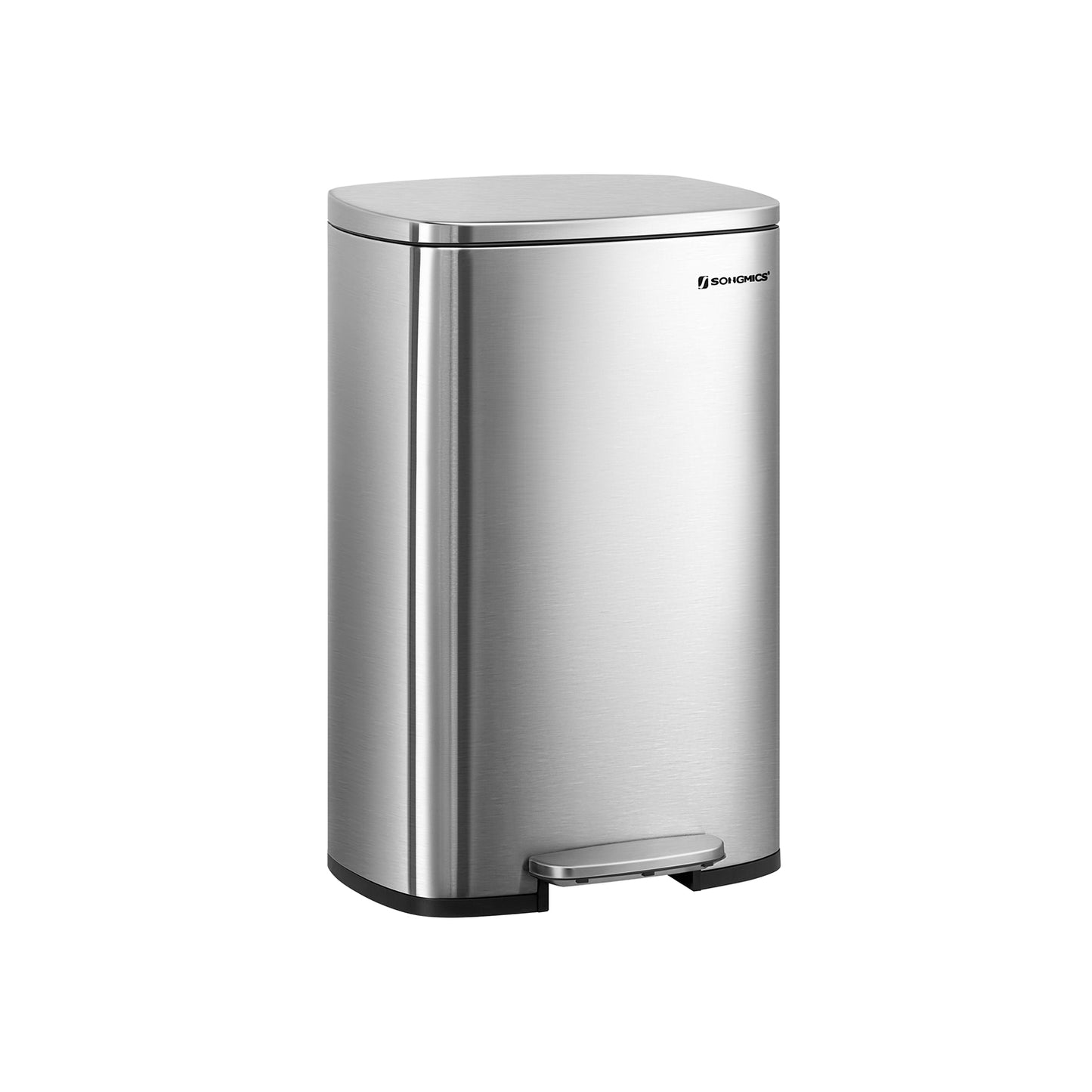 Pattumiera da cucina, Pattumiera a pedale, 50 L, Secchio in plastica, Coperchio, Chiusura morbida, Argento, Songmics, 6