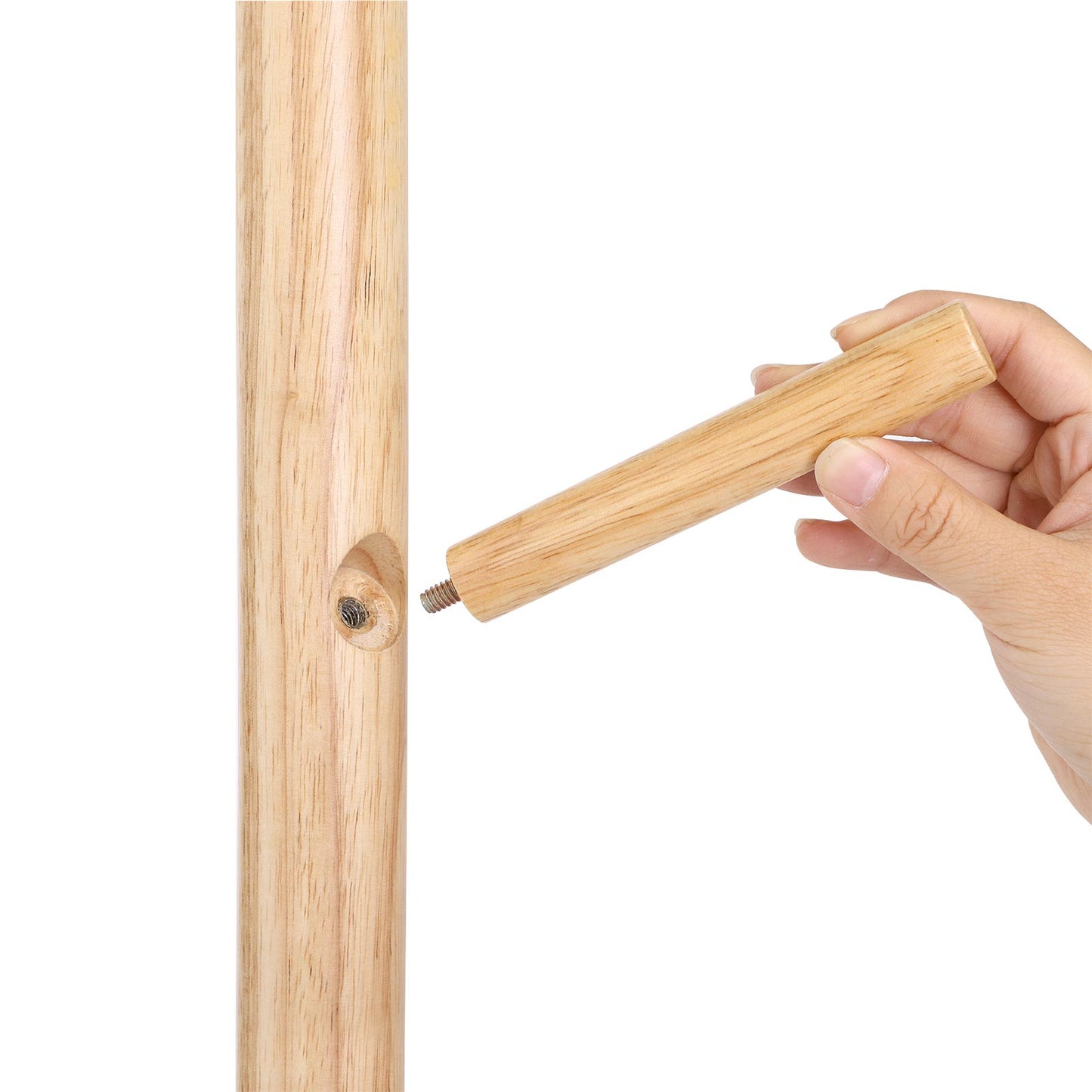 Attaccapanni Ingresso, Appendiabiti da Terra, in Legno, 8 Ganci, 3 Altezze, per Vestiti Cappelli Borse, Naturale, VASAGLE, 7
