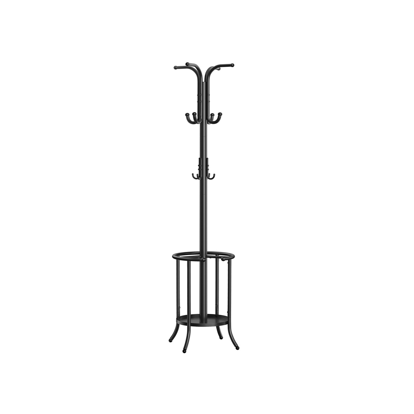Appendiabiti ingresso, Guardaroba Ingresso, con Portaombrelli, 12 Ganci, Struttura in Metallo, Alto 175 cm, Nero, SONGMICS, 2