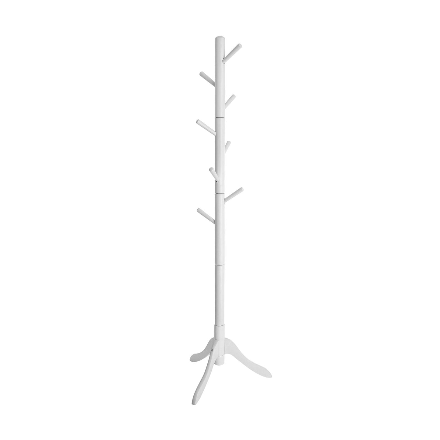 Attaccapanni Ingresso, Appendiabiti da Terra, Appendiabiti in Legno, 8 Ganci, 3 Altezze Regolabili, Bianco, VASAGLE, 2