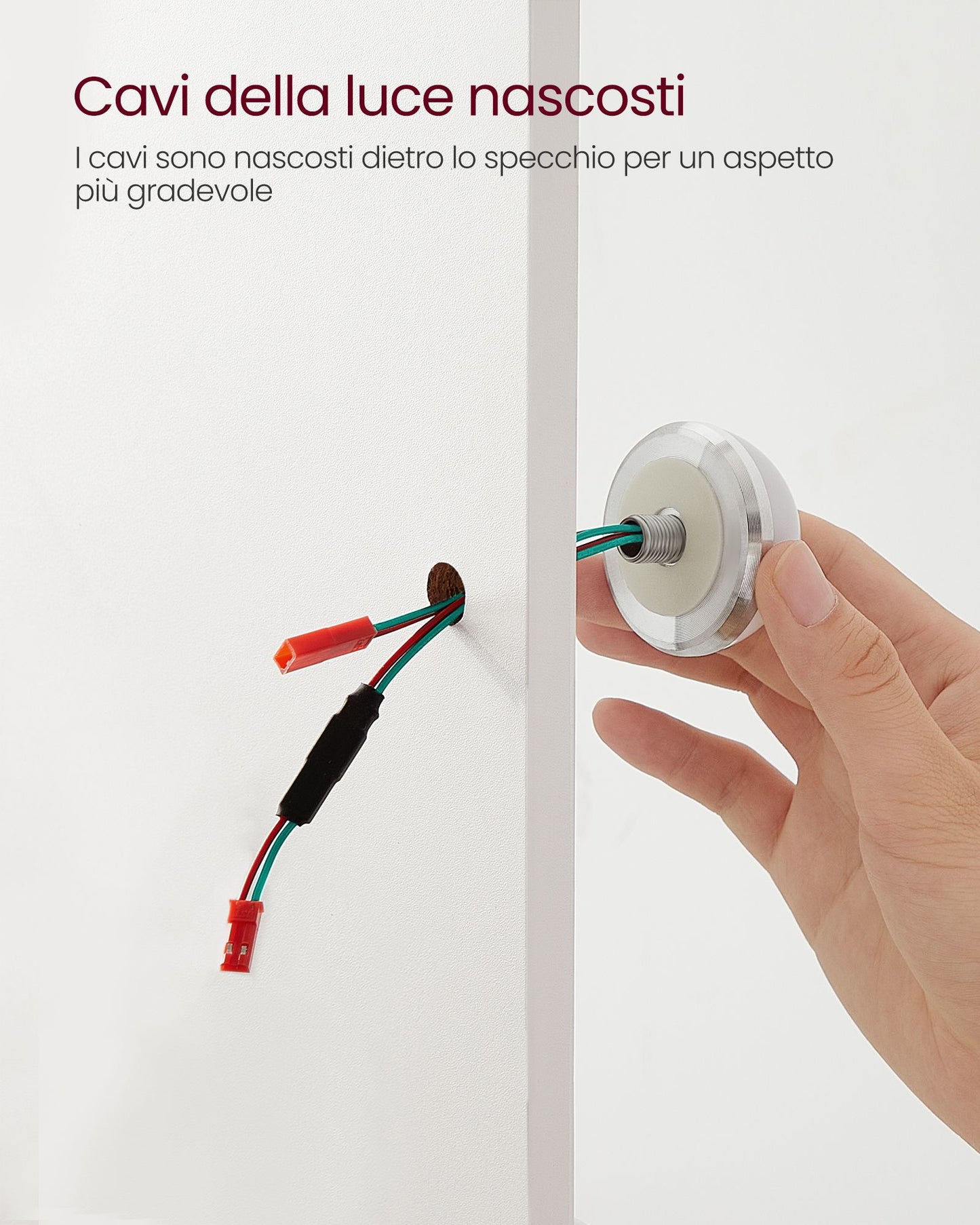 Toeletta Trucco, Postazione Trucco, Toeletta, con Specchio, Luce LED con Luminosità Regolabile, Bianco, VASAGLE, 6