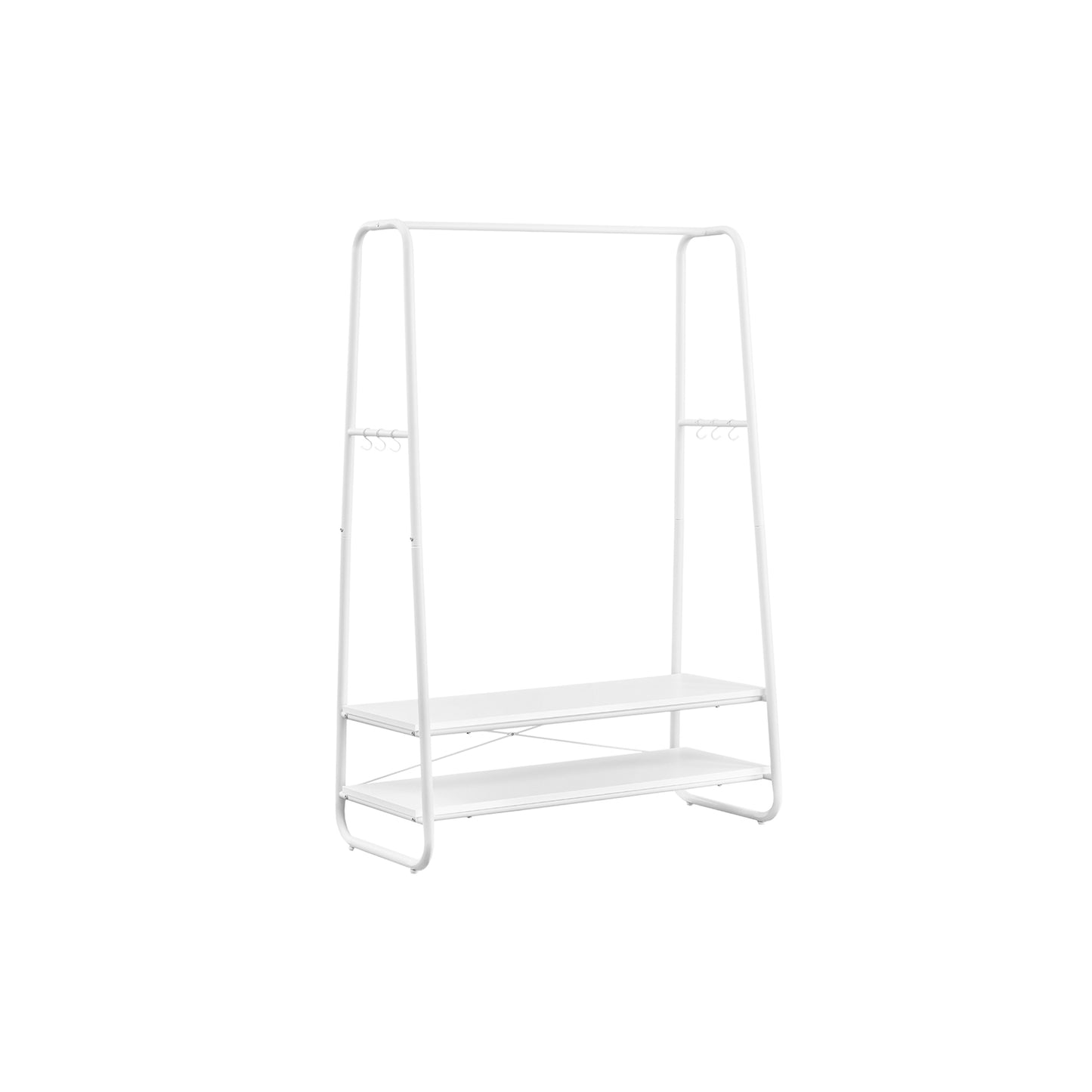 Stand Appendiabiti, Portata Fino a 190 kg, Appendiabiti da Terra, con 2 Ripiani, 6 Ganci, Bianco Nuvola e Bianco Opaco, VASAGLE, 2