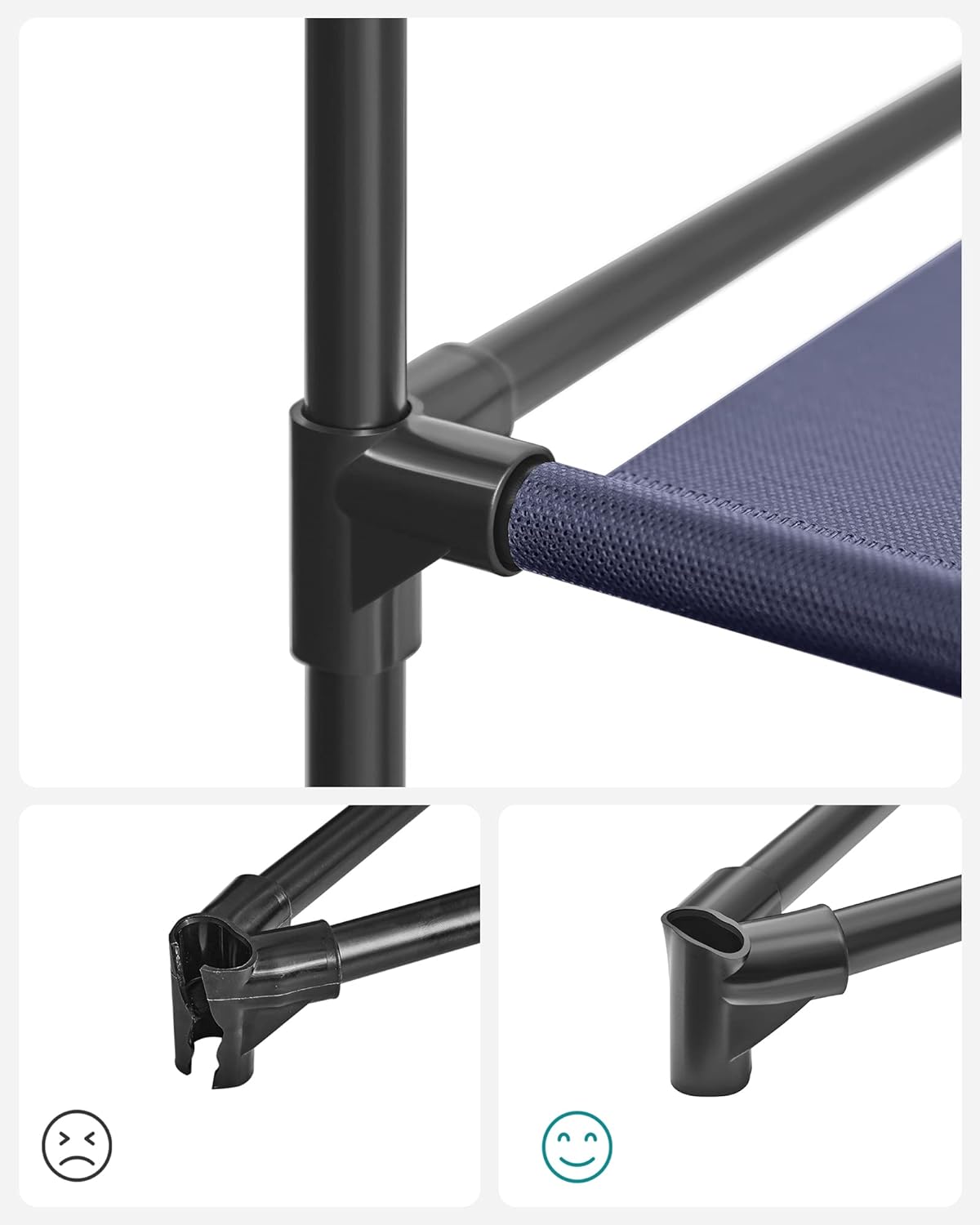 Armadio in Tessuto, Armadio portatile, con Barra di Sospensione, Appendiabiti, Blu Scuro, SONGMICS, 6