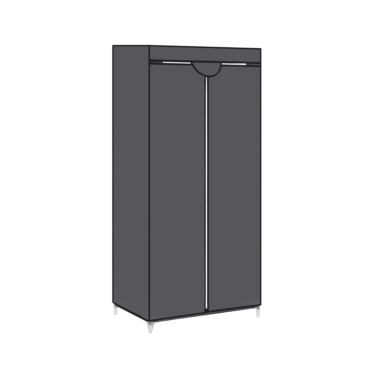 Armadio in Tessuto, Armadio portatile, Armadio pieghevole con asta di sospensione, Grigio, SONGMICS, 2
