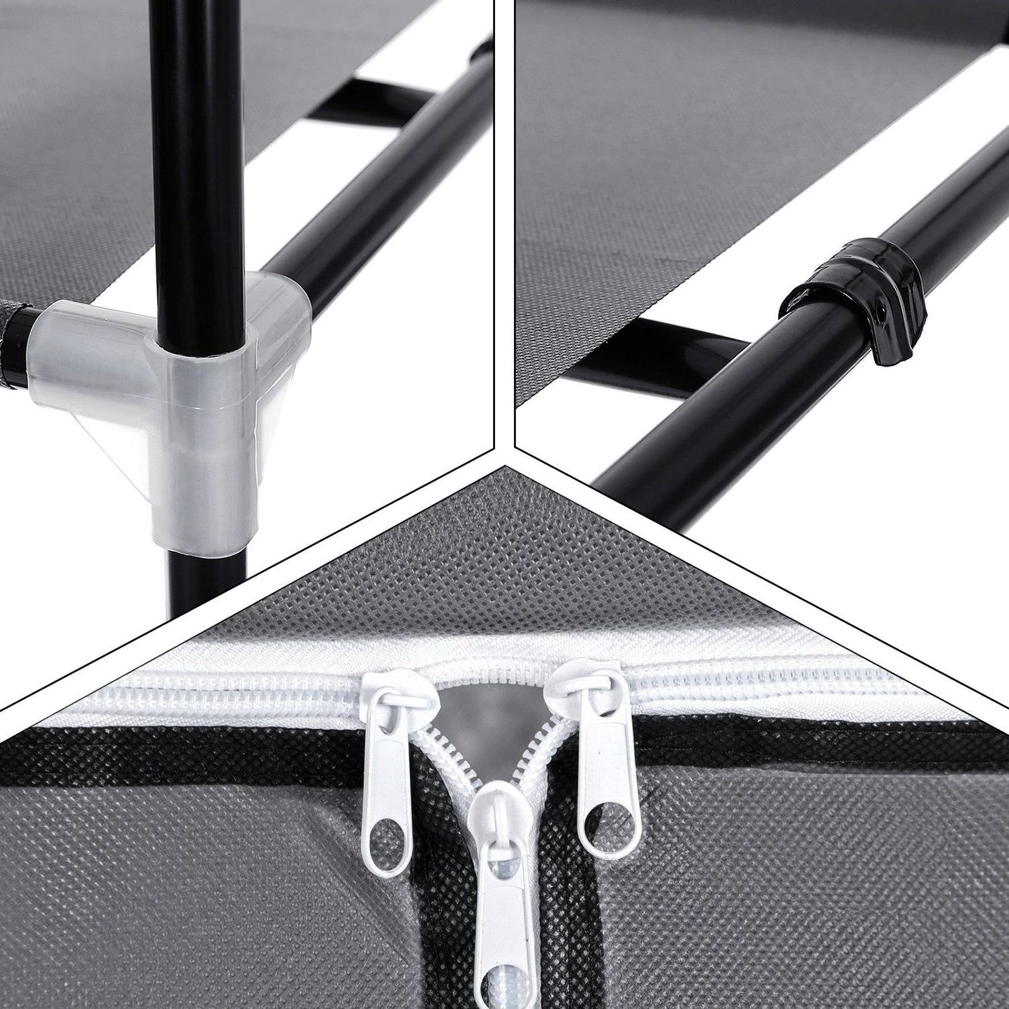 Armadio in Tessuto, Armadio portatile, Armadio pieghevole con asta di sospensione, Grigio, SONGMICS, 4
