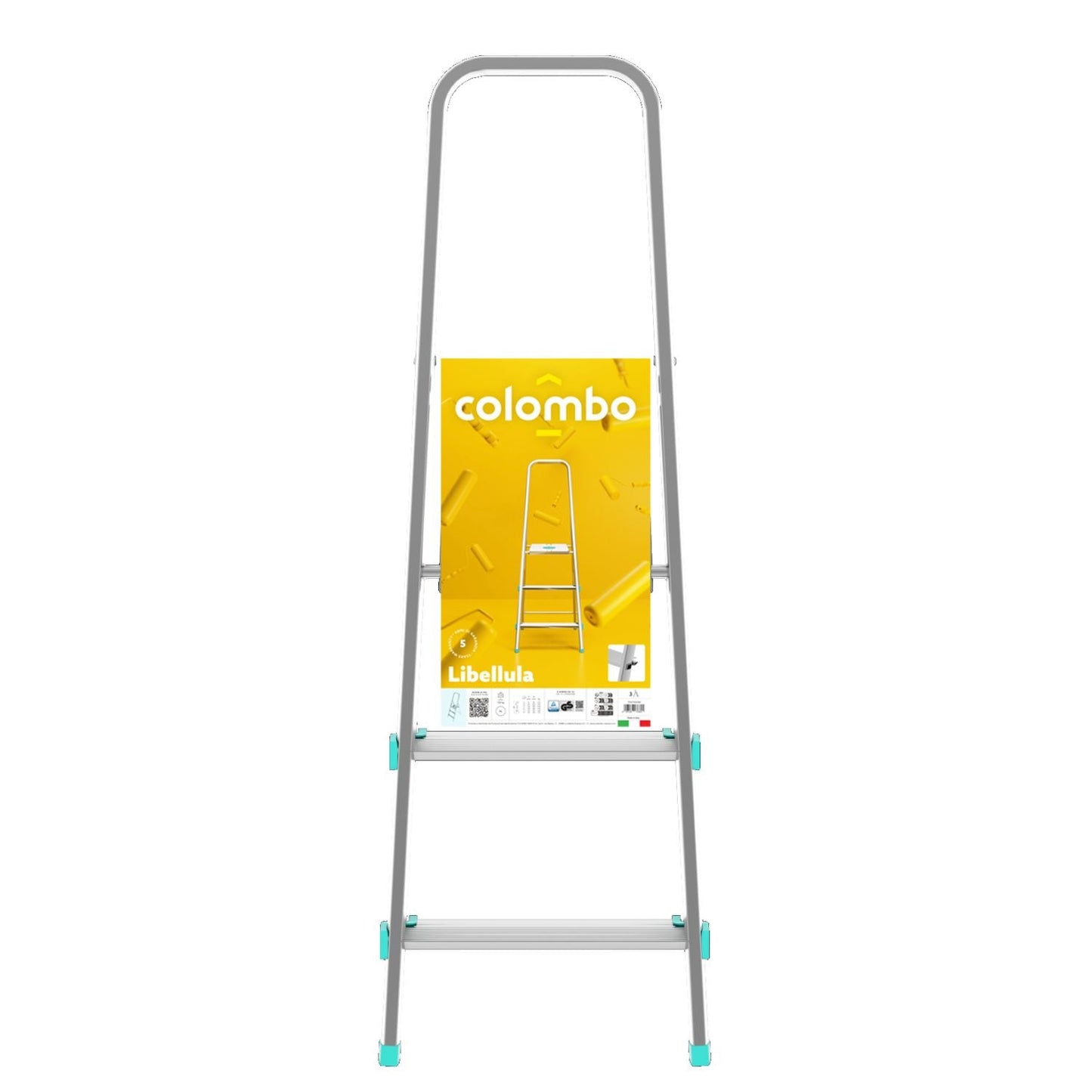 Scala a pioli, Scaletta Pieghevole, scaletta 3 gradini, Altezza 61cm, Portata max 150 kg, Scaletta alluminio, Colombo LIBELLULA , 5