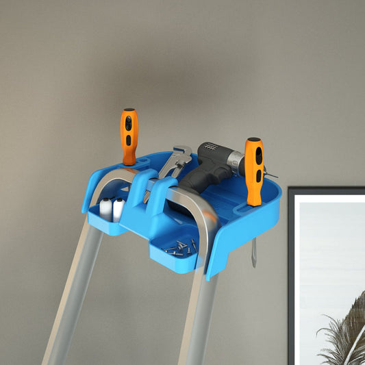 Scaletta 3 gradini, Scala a Pioli, Scaletta alluminio, Gradino extra large 12cm, con vassoio portaoggetti, Colombo ATLANTICA , 2