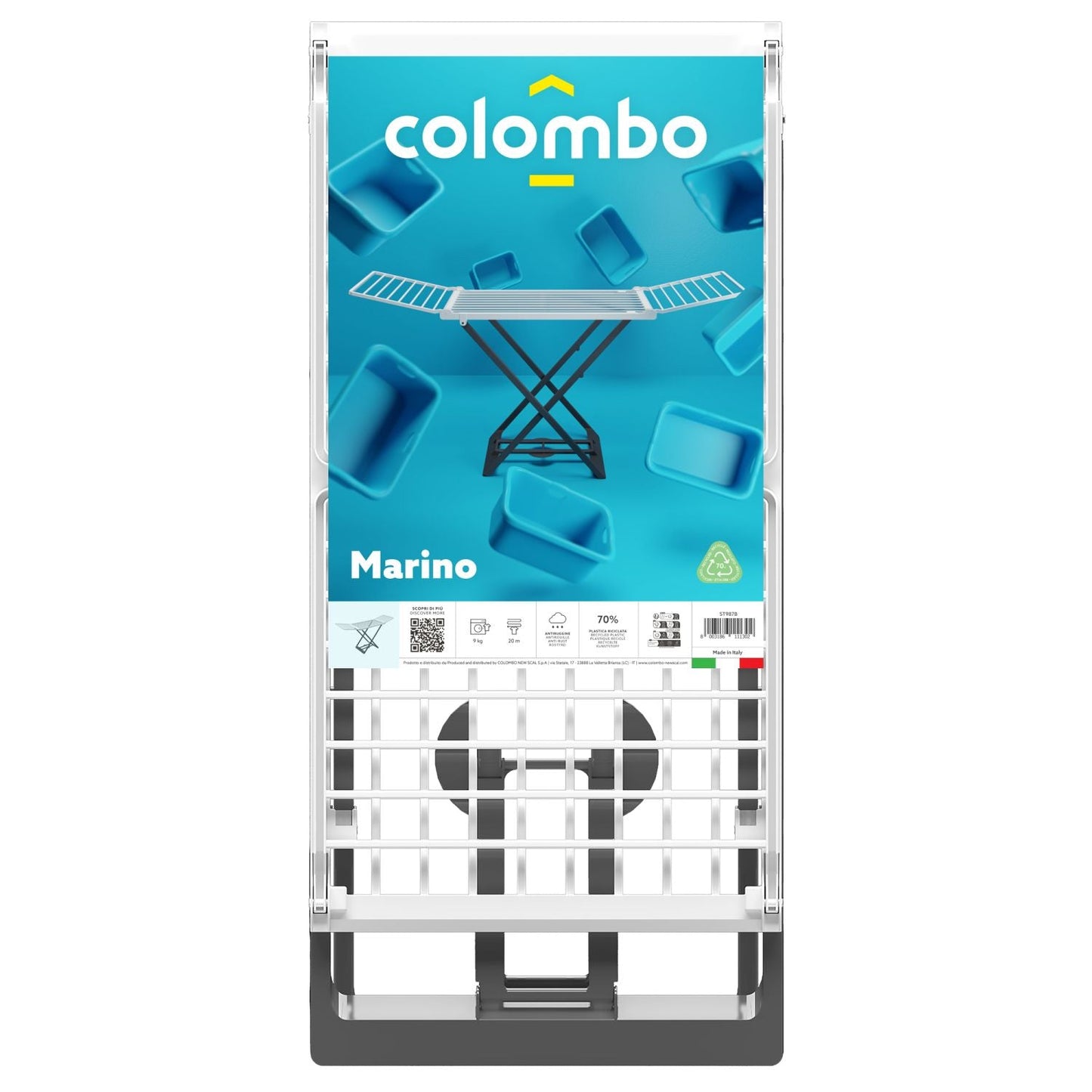 Stendibiancheria, superficie utile di asciugatura 20 m, Capacità di carico 9 kg, Elevata stabilità, Colombo MARINO , 3