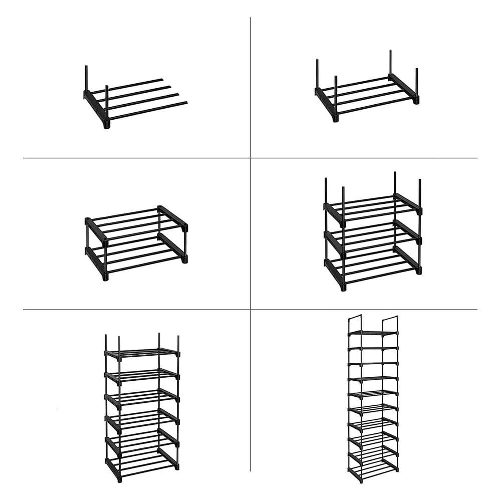 Scaffale per scarpe, Scarpiera a 10 Ripiani, Scarpiera in ferro, Ripiani, Salvaspazio, Nero, SONGMICS, 2