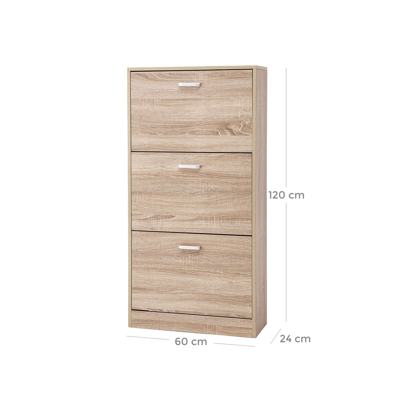 Scarpiera Salvaspazio, Scarpiera Armadio, 3 Piani Scaffale Portascarpe Cassettiera, Rovere, VASAGLE, 6