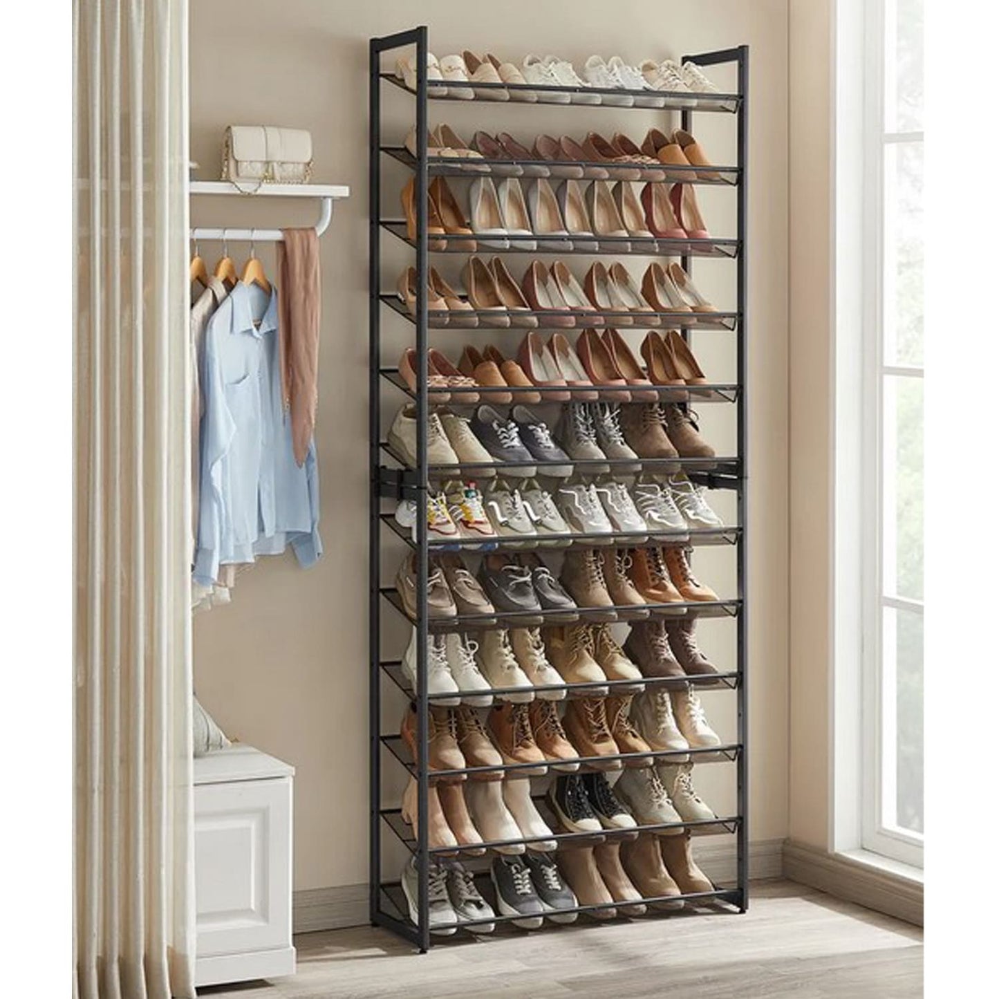 Scarpiera, 12 Ripiani, Scarpiera Salvaspazio, Scaffale Portascarpe, Scaffale per Scarpe, Scarpiera da Ingresso, SONGMICS, 1
