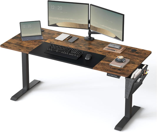 Scrivania Elettrica, Scrivania Regolabile in Altezza, 70 x 160 x (72-120), Marrone Rustico e Semplicemente Nero, SONGMICS, 2
