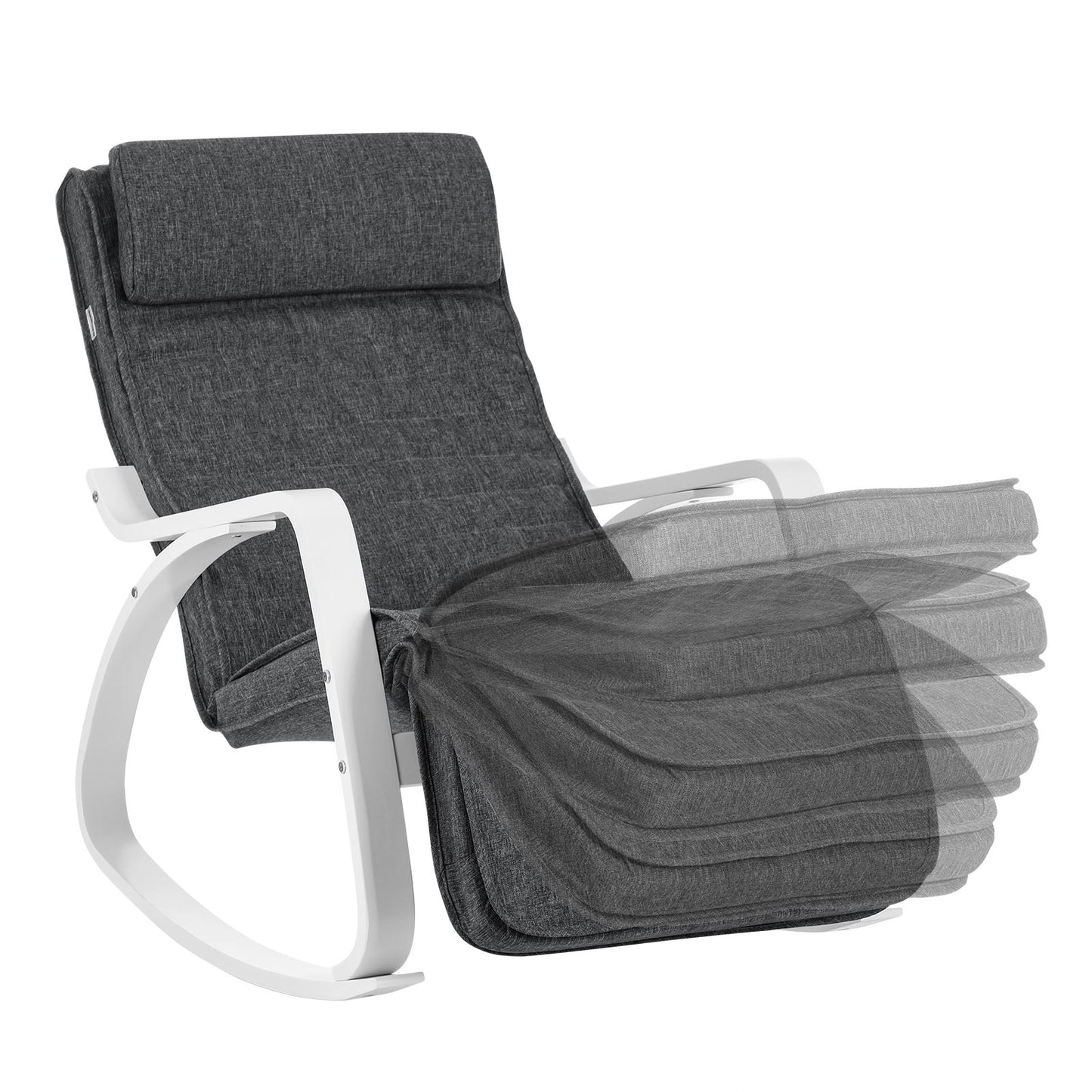 Sedia a dondolo, poltrona relax, Poltrona a dondolo, poggiapiedi regolabile su 5 livelli, simil lino, 150 kg, Songmics , 1
