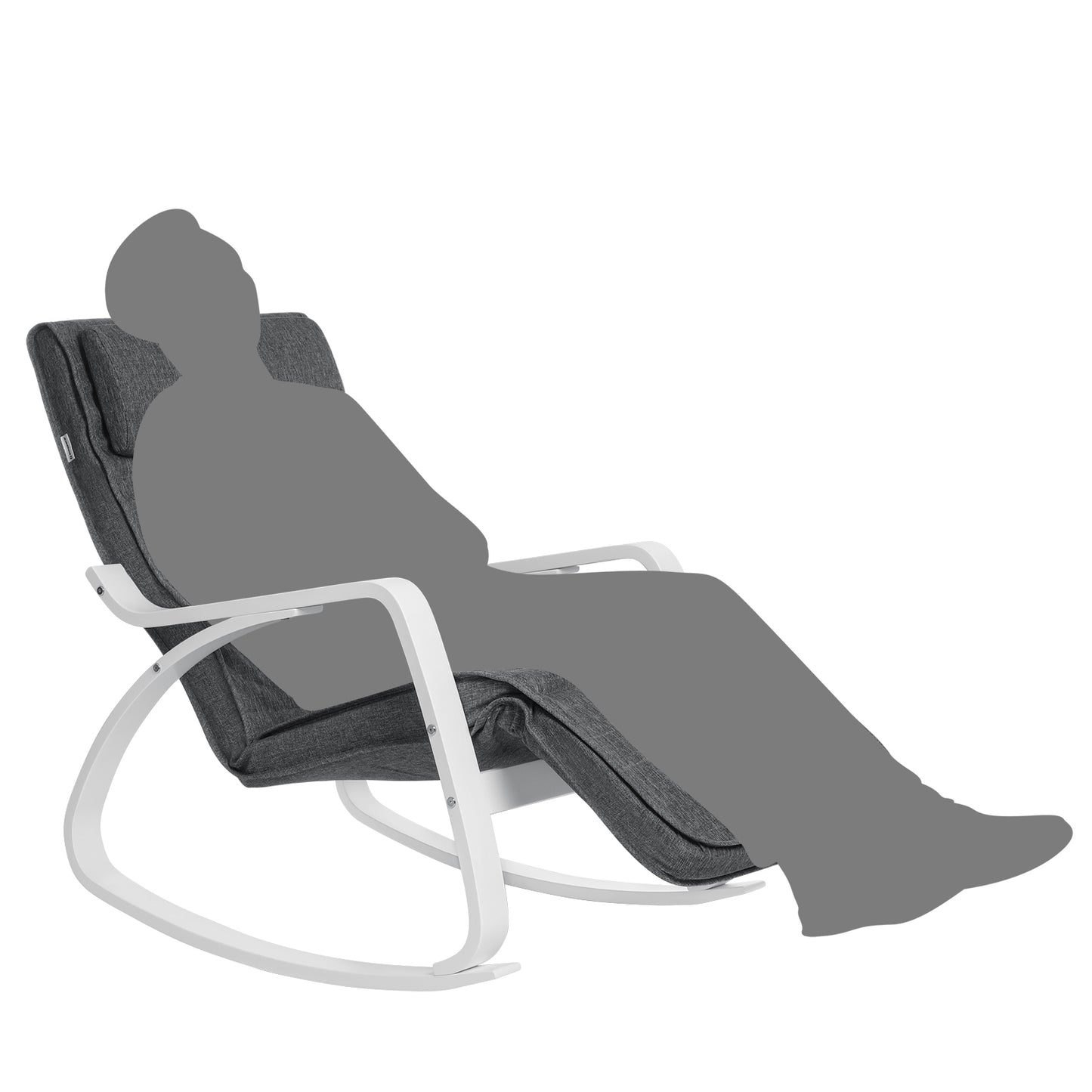 Sedia a dondolo, poltrona relax, Poltrona a dondolo, poggiapiedi regolabile su 5 livelli, simil lino, 150 kg, Songmics , 4