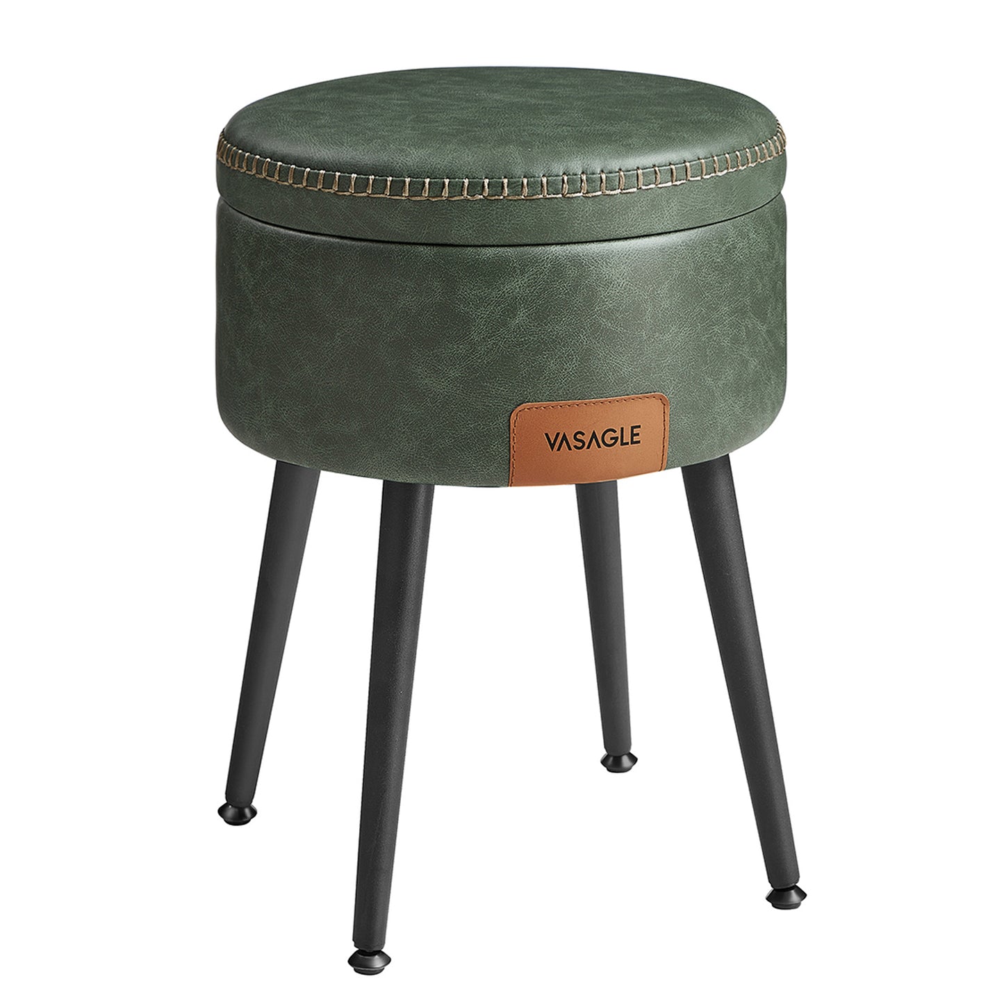Panca, Seduta, Panchina letto, Sgabello, Pouf contenitore, PU, Poggiapiedi, Gambe in acciaio, Portata 150 kg, Vasagle, 1