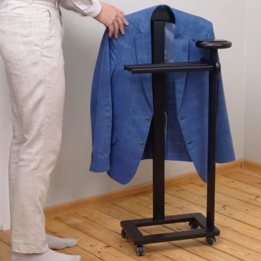 Servomuto, Indossatore, Composto da 1 gruccia, 3 portapantaloni e ripiano portaoggetti - Colore nero, ARIT ANTIMO, 2