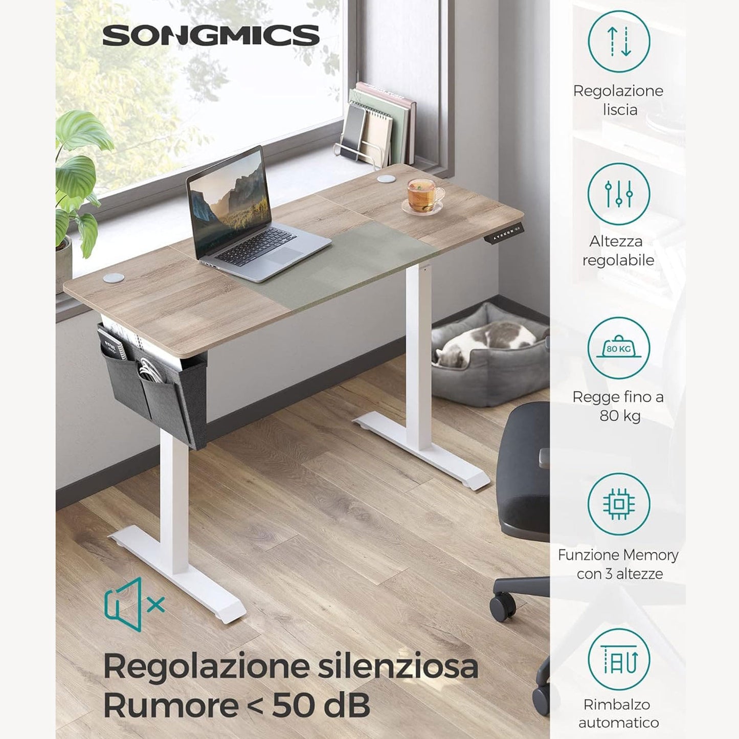 Scrivania elettrica, Tavolo da ufficio, Scrivania, Tavolo ufficio, Scrivania ufficio, SONGMICS, 3