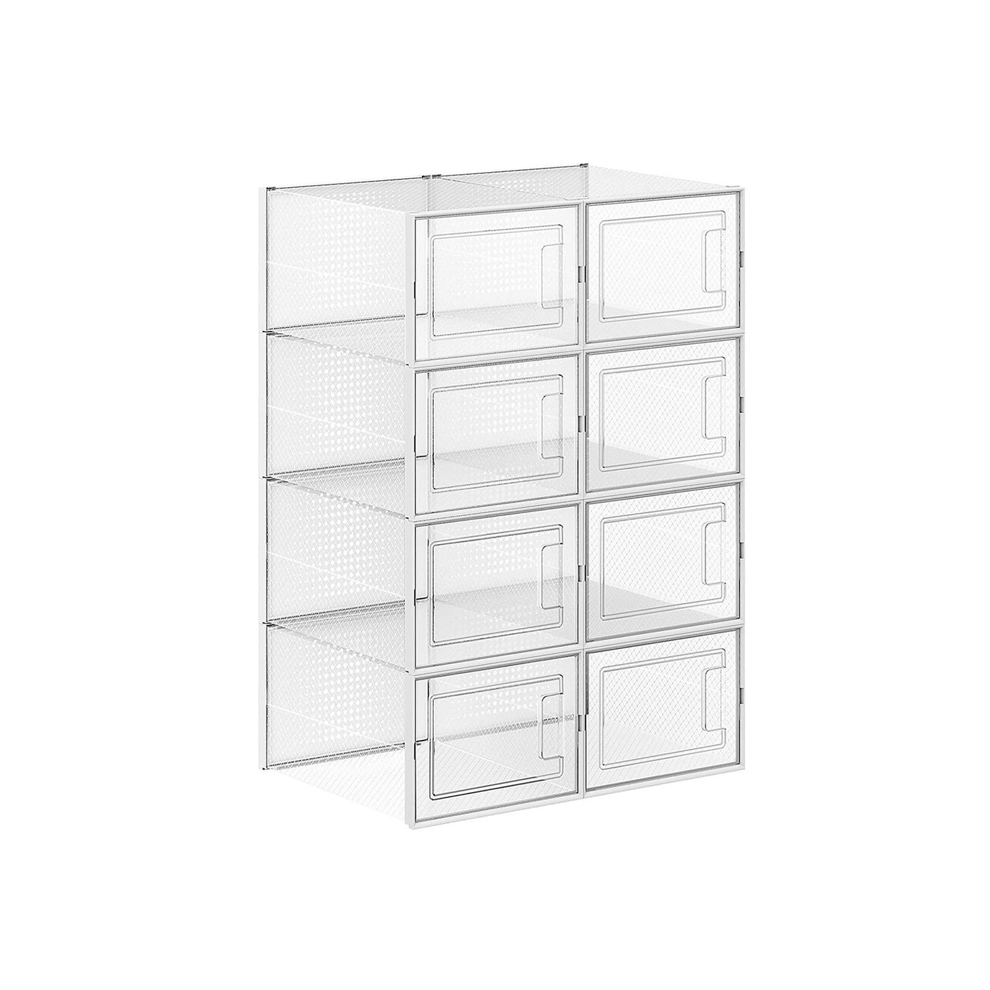 Scatole per Scarpe, Pacco da 8, Organizer Scarpe, Contenitori per Scarpe, Fino a Taglia 46, Trasparente bianco, SONGMICS, 1