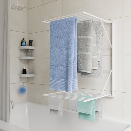 Stendino da parete, 13 metri di filo stendibile, KORAL, Arredamenti Italia